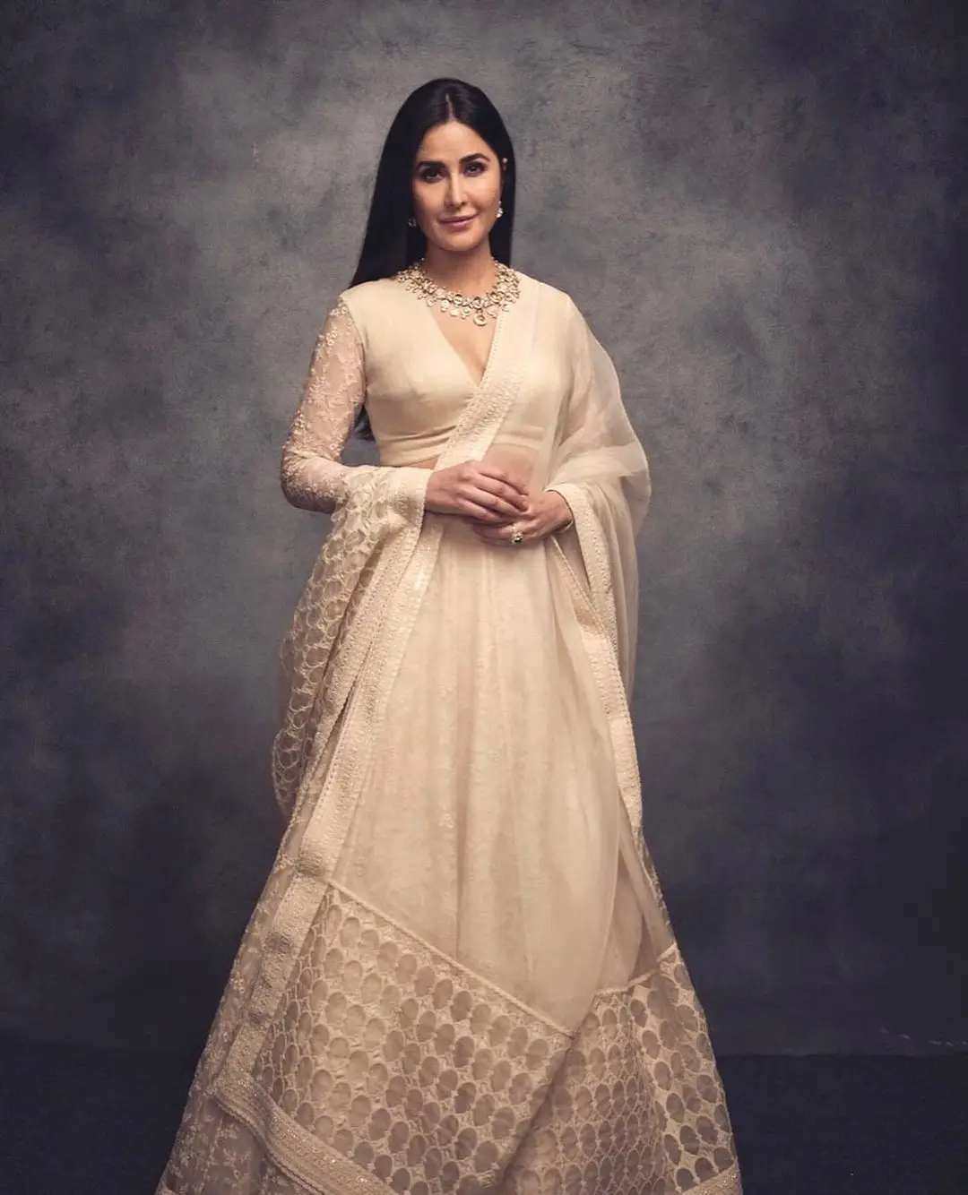 Katrina Kaif in White Lehenga Choli